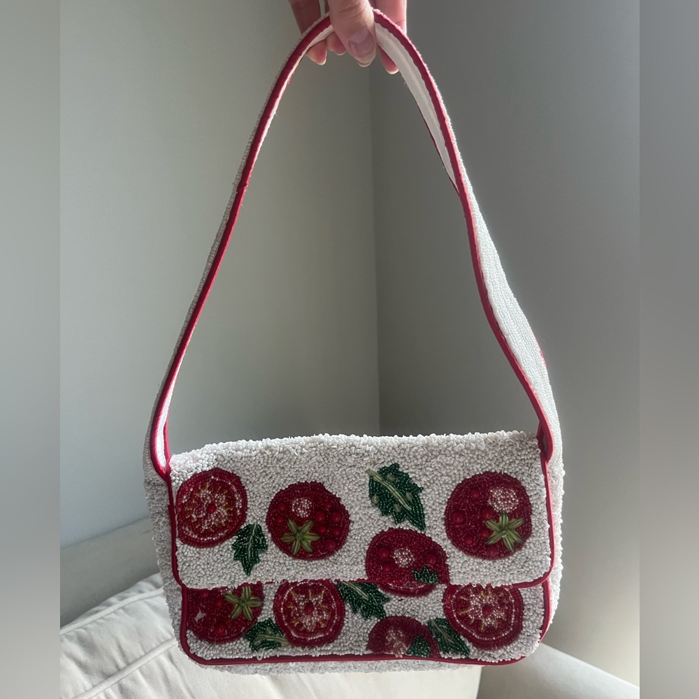 Viral Red and White Beaded Holiday Scarf - Unknown Brand